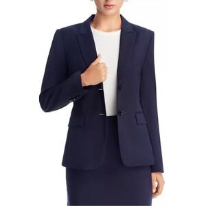 BOSS Hugo Boss Julea 1 Stretch Wool Blazer Navy Blue Luxury Professional Sz 10